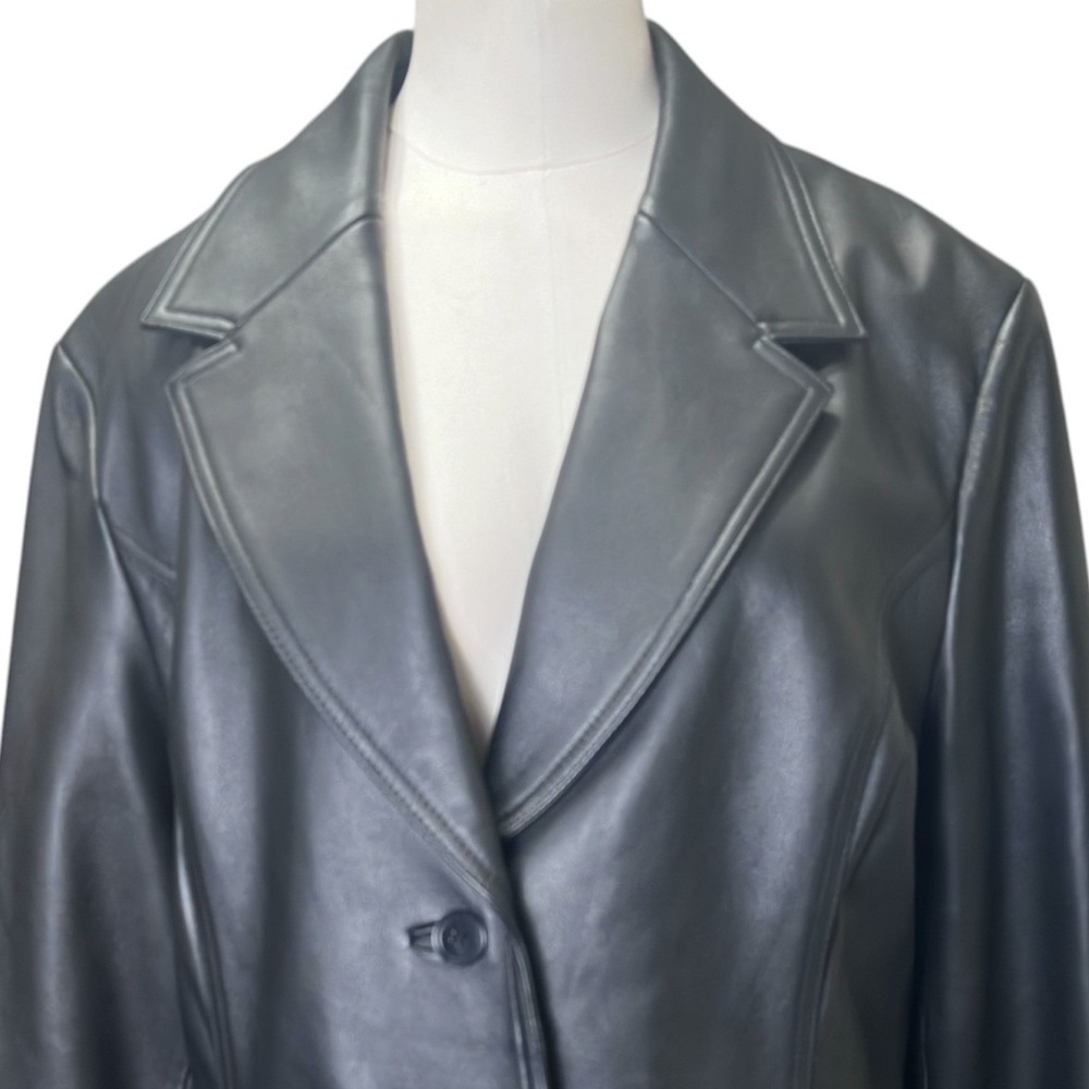 Valerie Stevens Womens XL Black 100% Genuine Leather Blazer Jacket Tailored - Picture 8 of 10